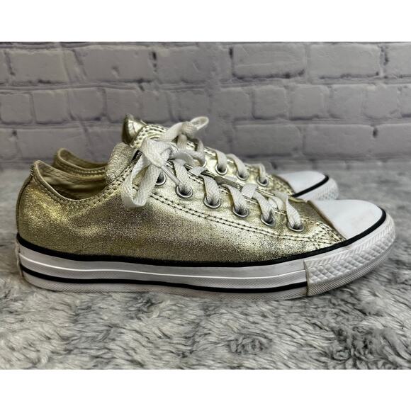 Converse Shoes - Converse All Star Low Top Shiny Gold Sneakers Women's Size 7 Athleisure Lace Up